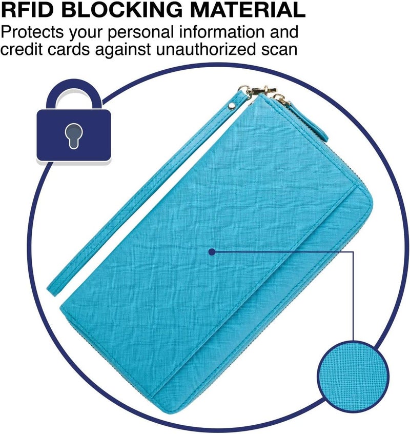 Apadi Travel Document Organizer - RFID Passport Wallet Case Family Holder Id Wristlet - Image 4